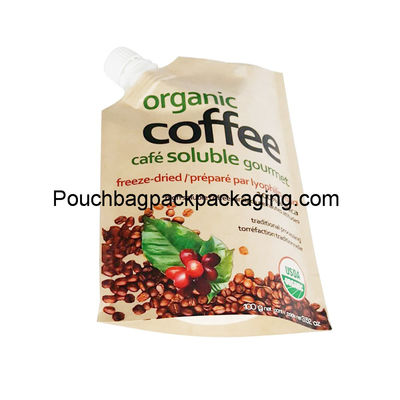 Kraft stand up spout pouch, custom coffee stand up pouch 100g or 352ml dostawca