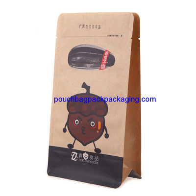 Kraft Paper Stand Up food Bag / Flat Bottom Pouch with Reusable Side Zipper. (25pcs one bundle) dostawca