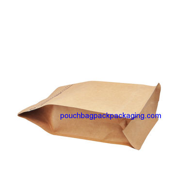 Flat bottom kraft paper bag, stand up bottom kraft pouch bag for food dostawca