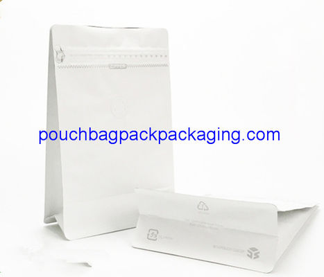 White stand up side gusset zipper bags square block flat pouch bag with zipper dostawca