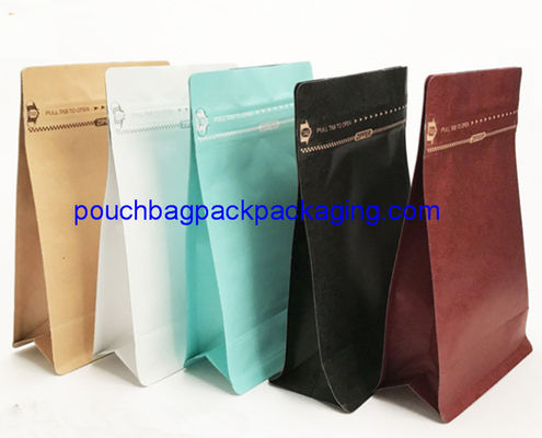 Poczwórna torba z płaskim dnem, zapinana na zamek, 135x80x225mm, z zaworem na 1kg kawy dostawca