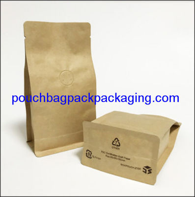 Kraft paper coffee bag, block bottom pouch bag, front zip lock for packaging dostawca