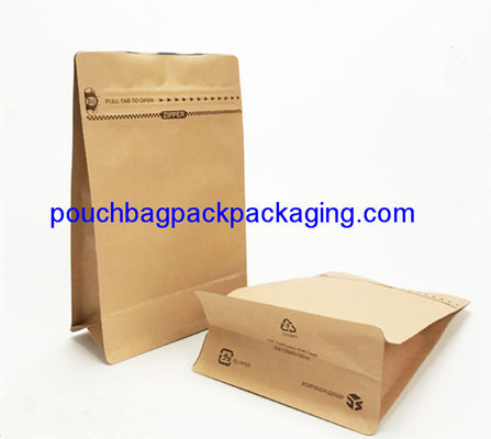 Kraft paper coffee bag, block bottom pouch bag, front zip lock for packaging dostawca