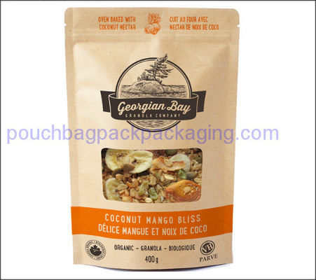 Brown kraft paper bag, stand up pouch with zipper resealable for food dostawca