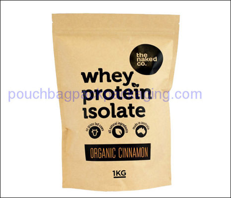 Kraft pack pouch, stand up packaging pouch with zipper for protein dostawca