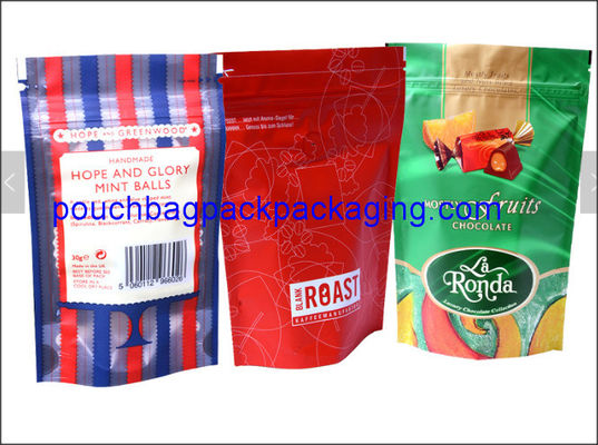 Top zip lock stand up pouch, Resealable laminated aluminum foil bag dostawca