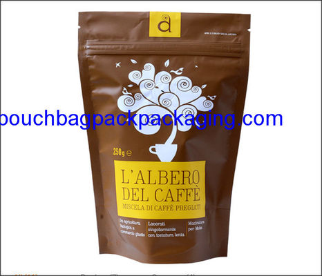 Stand up pouch with zip, doypack with zipper full printing for coffee 250g dostawca