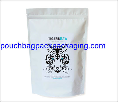 White printing stand up pouch, doypack with zip lock, stand up mylar bag for packaging dostawca