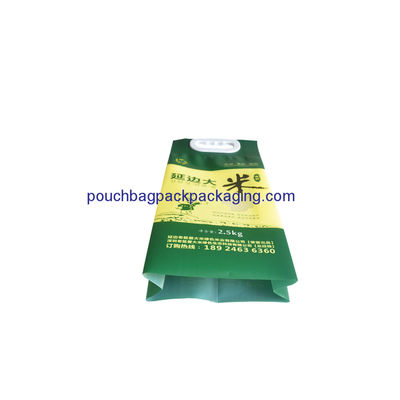 Handle back seal rice bag plastic, poly food packaging bag with handle for rice 2.5 KGS dostawca