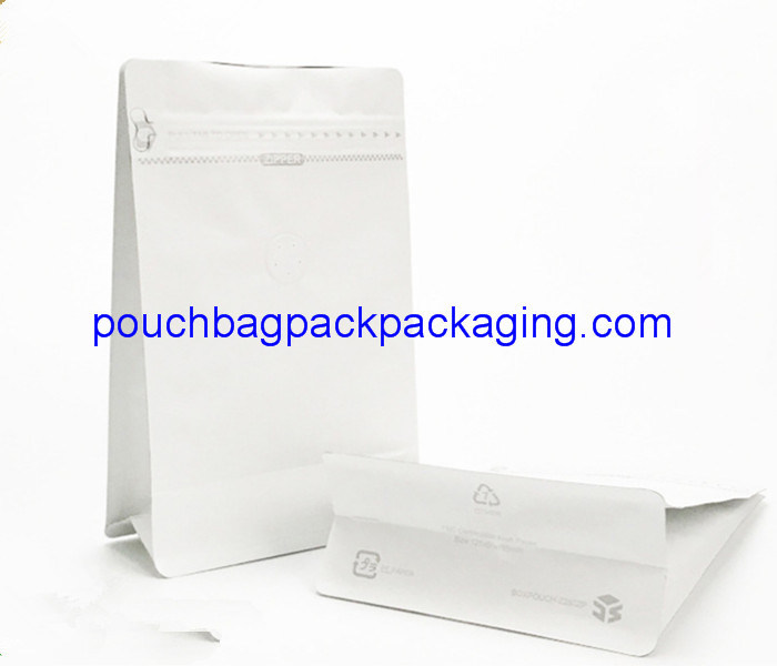 White stand up side gusset zipper bags square block flat pouch bag with zipper dostawca