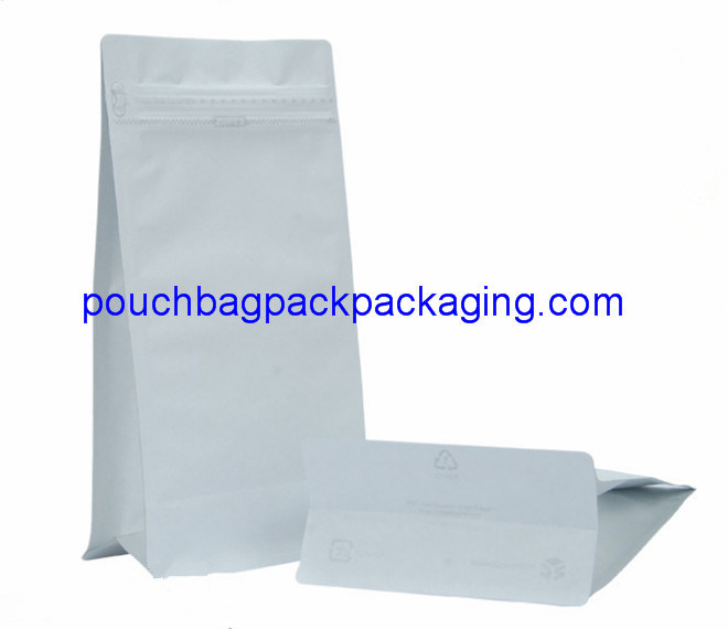 Kraft paper coffee bag, block bottom pouch bag, front zip lock for packaging dostawca
