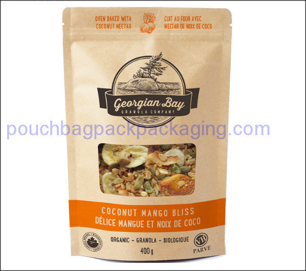 Brown kraft paper bag, stand up pouch with zipper resealable for food dostawca