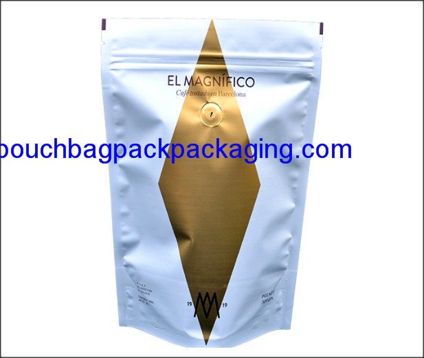 Stand up pouch, doypack with zip lock and valve for coffee packaging 300 g dostawca
