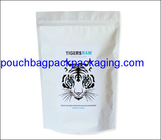 White printing stand up pouch, doypack with zip lock, stand up mylar bag for packaging dostawca