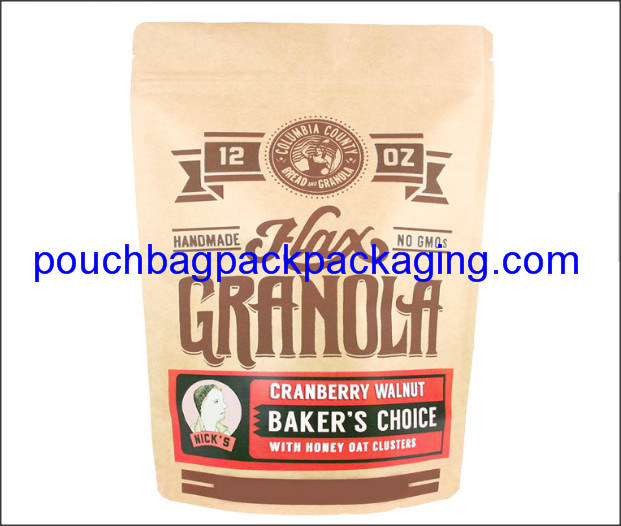 Stand up foil bag with zip lock, stand up aluminium pack bag, doypack with zipper for bakery 12 OZ dostawca